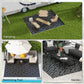 Outsunny Reversible Outdoor Rug Waterproof Plastic Straw RV Rug with Carry Bag, 9' x 12', Black and Grey Geometric