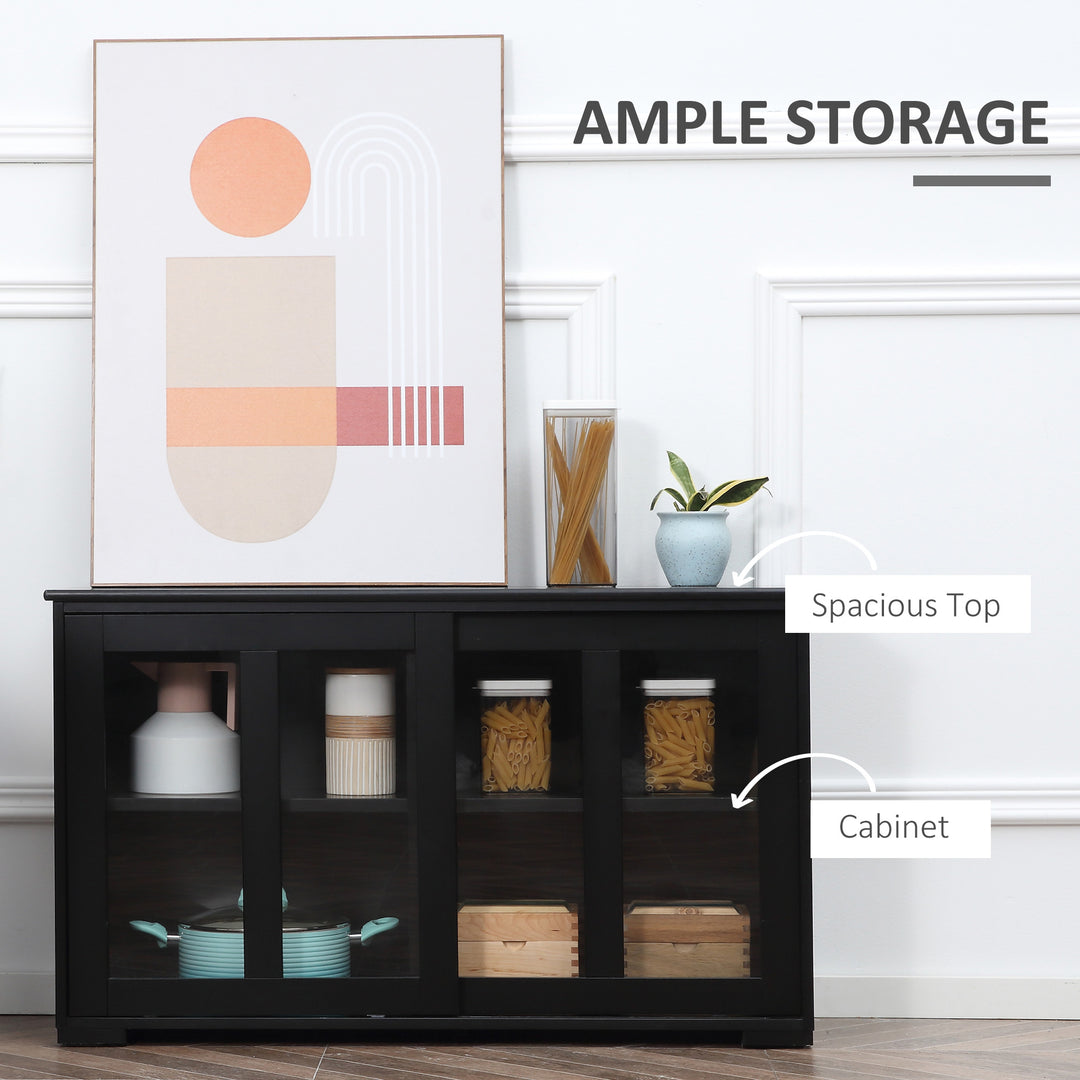 HOMCOM Kitchen Sideboard, Stackable Storage Cabinet, Sliding Glass Door Console, Serving Buffet for Kitchen & Dining Room