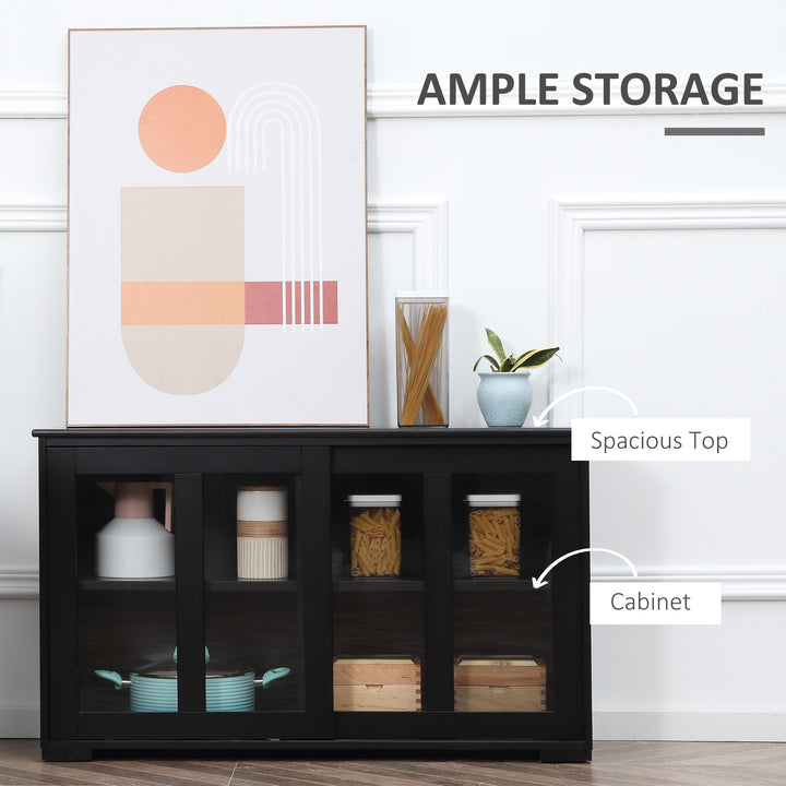 HOMCOM Kitchen Sideboard, Stackable Storage Cabinet, Sliding Glass Door Console, Serving Buffet for Kitchen & Dining Room