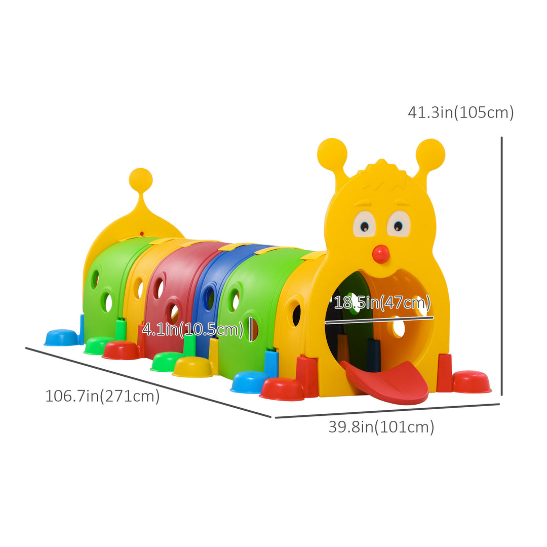 Qaba Caterpillar Design Tunnel for Kids to Crawl Through, for 3-6 Years, Multicoloured