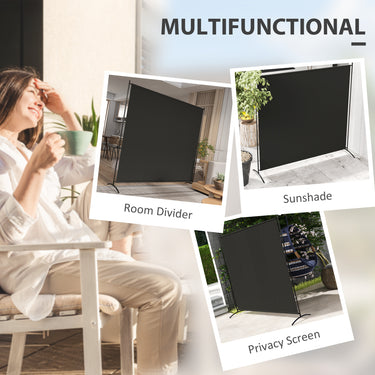 Outsunny Single Panel Room Divider, UV30+ Privacy Screen, Indoor Outdoor Privacy Panel with Stable Base, Black