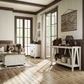 HOMCOM Farmhouse Coffee Table, Square Center Table with Flip-top Lids, Hidden Storage Compartment and Wooden Legs, Oak
