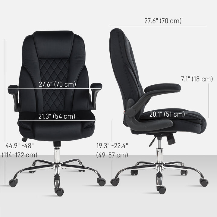 HOMCOM Executive Office Chair, Desk Chair with Flip-up Armrest, Diamond Fabric Computer Chair for Home Office, Dark Grey