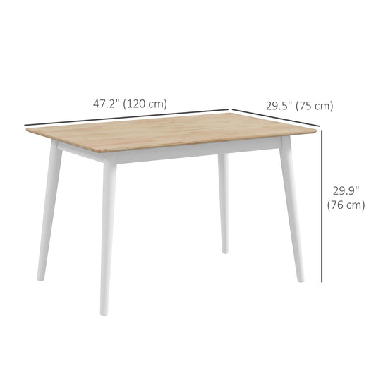 HOMCOM 47" x 30" Dining Table, Farmhouse Dining Room Table with Pine Wood Frame and Angled Legs, Natural