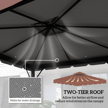 Outsunny 10' x 10' Gazebo Replacement Canopy, Gazebo Top Cover with Double Vented Roof for Garden Patio Outdoor TOP ONLY, Coffee
