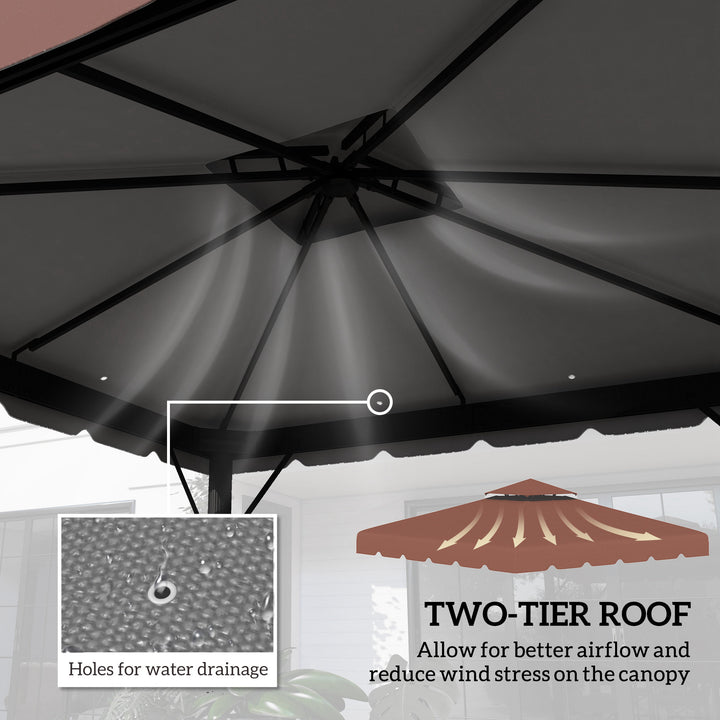 Outsunny 10' x 10' Gazebo Replacement Canopy, Gazebo Top Cover with Double Vented Roof for Garden Patio Outdoor TOP ONLY, Coffee