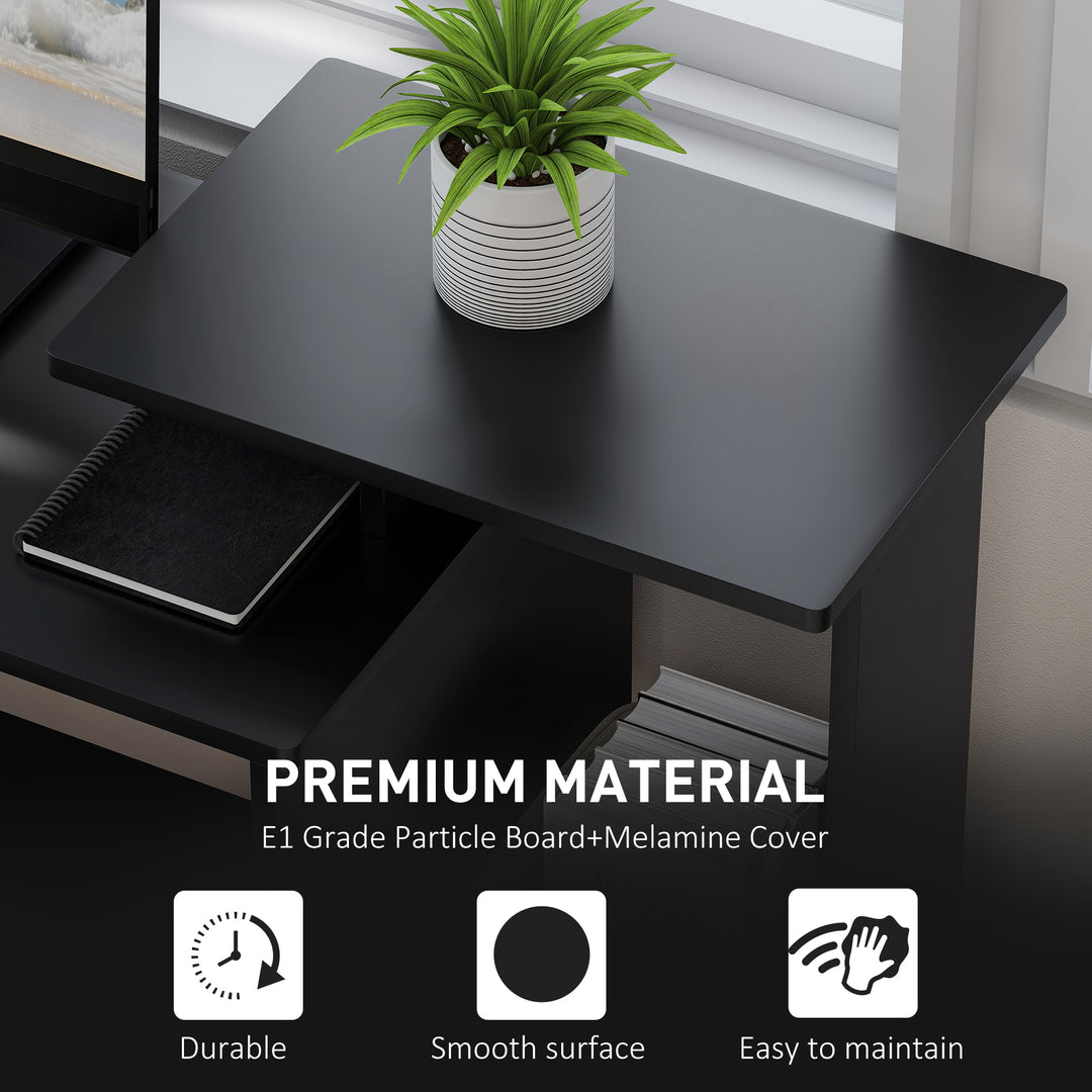 HOMCOM Computer Desk with Sliding Keyboard Tray Storage Drawer Shelf Home Office Workstation Grey