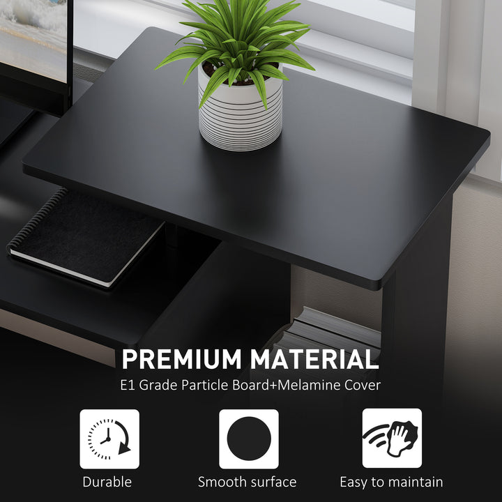 HOMCOM Computer Desk with Sliding Keyboard Tray Storage Drawer Shelf Home Office Workstation Grey