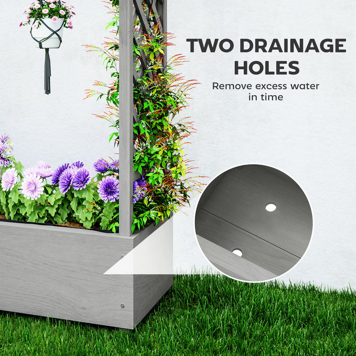 Outsunny Wooden Raised Garden Bed with Trellis, Outdoor Planter Box with Hanging Roof, Drainage Holes and Bed Liner