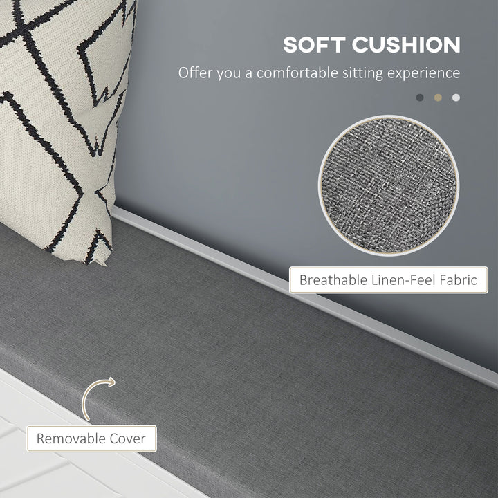 HOMCOM Shoe Storage with Seat, Upholstered Hallway Bench, Shoe Bench with 2 Flip Drawers and 4 Vents for 8 Pairs of Shoes