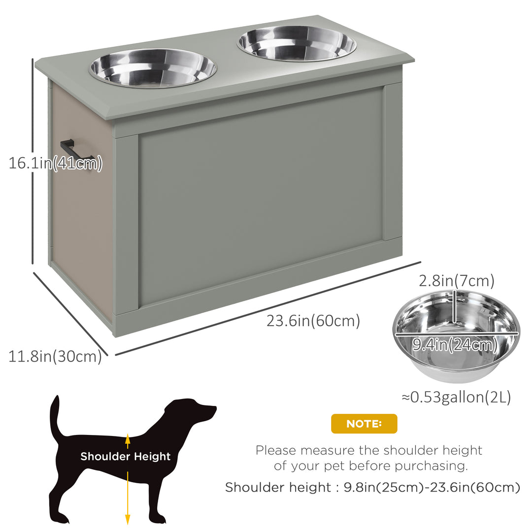 PawHut Large Elevated Pet Feeder with Storage Dog Pet Diner Function 2 Stainless Steel Dog Bowls Elevated Base for Large Dogs and Other Large Pet, White