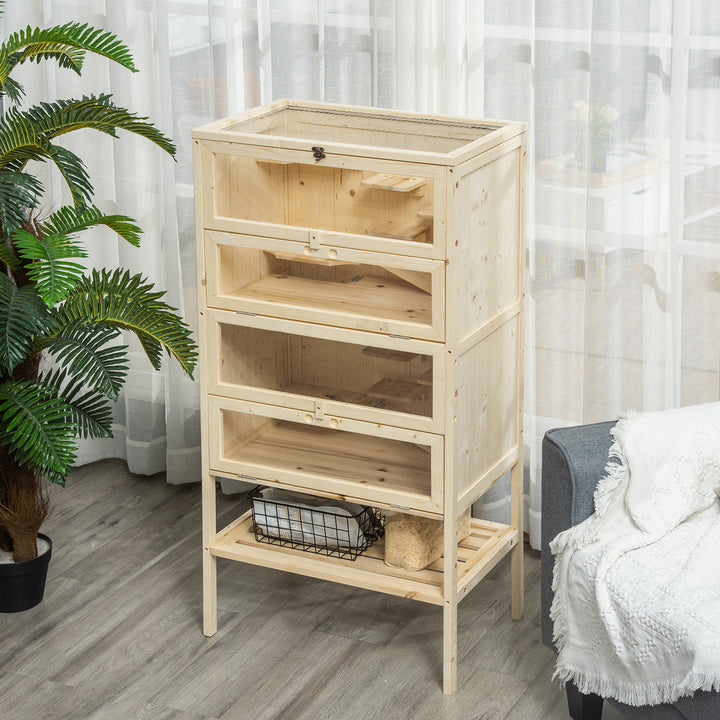 PawHut 5 Tier Fir Wood Hamster Cage Mouse Rats Small Animals Play House Exercise Activity Center