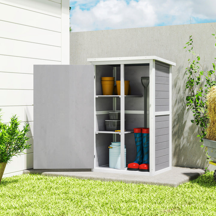 Outsunny 29.9"x21.7"x45.3" Garden Storage Shed with Asphalt Roof, Outdoor Storage Cabinet w/ Shelves, Grey