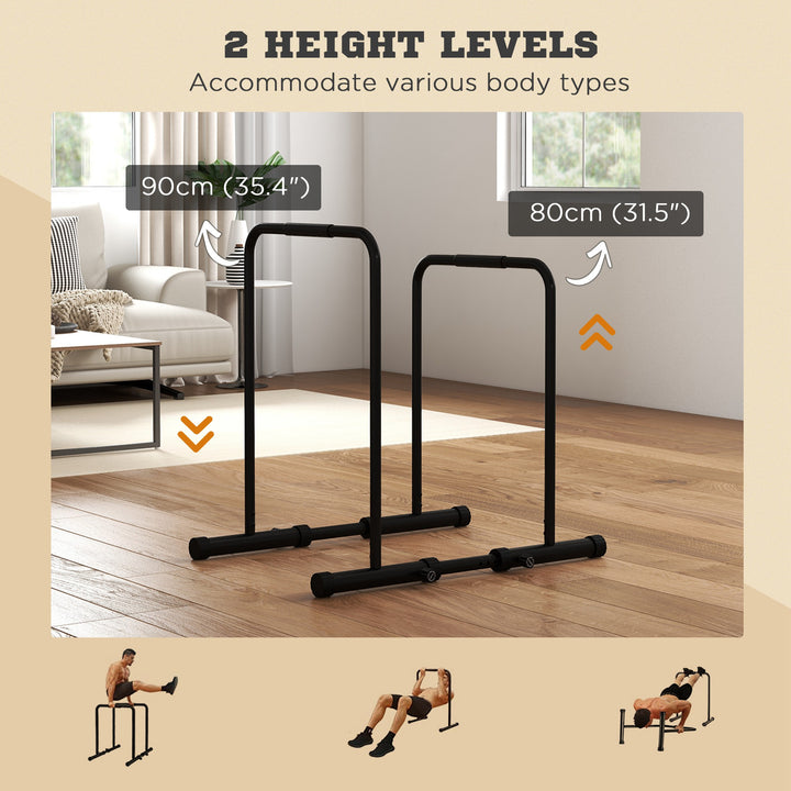 Soozier Adjustable Dip Station, Push Up Bars with 6 Width and 2 Height Levels for Home Gym Fitness Workout