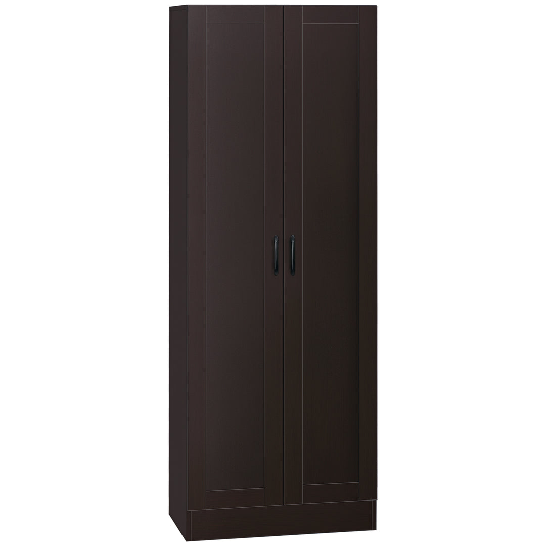 HOMCOM 66" Kitchen Pantry Cabinet, Freestanding Storage Cabinet with 2 Soft Close Doors and 4 Shelves, Dark Walnut