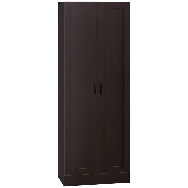 HOMCOM 66" Kitchen Pantry Cabinet, Freestanding Storage Cabinet with 2 Soft Close Doors and 4 Shelves, Dark Walnut