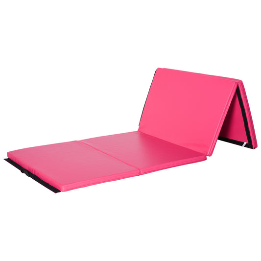 Soozier 4'x10'x2'' Folding Gymnastics Tumbling Mat, Exercise Mat  with Carrying Handles for Yoga, MMA, Martial Arts, Stretching, Core Workouts, Pink