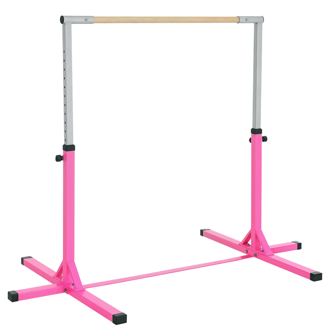 Soozier Professional Gymnastics Bar for Kids, Toddler Home Gymnastics Equipment with 13-level Adjustable Height, Pink