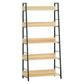 HOMCOM Modern Bookshelf Storage with 5-Tier Wide Shelving, Metal Frame, Wooden Bookcase for Living Room Library Home Furniture, Black