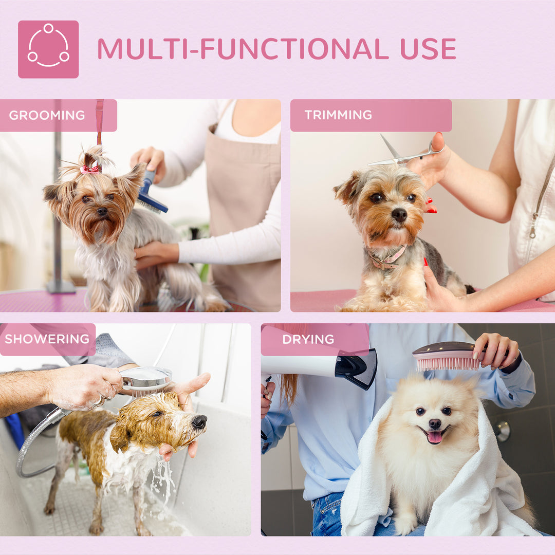 PawHut Foldable Pet Grooming Table for Dogs Cats with Adjustable Arm, Non-slip Surface, Black