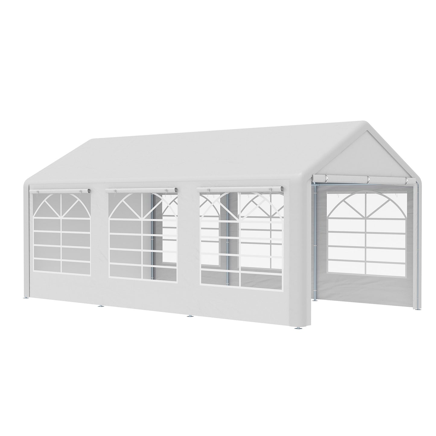 Outsunny 20â€™ x 10â€™ Heavy Duty Party Tent Outdoor Carport Canopy Shelter Gazobo with Sidewall, Zipper Door and Windows, White
