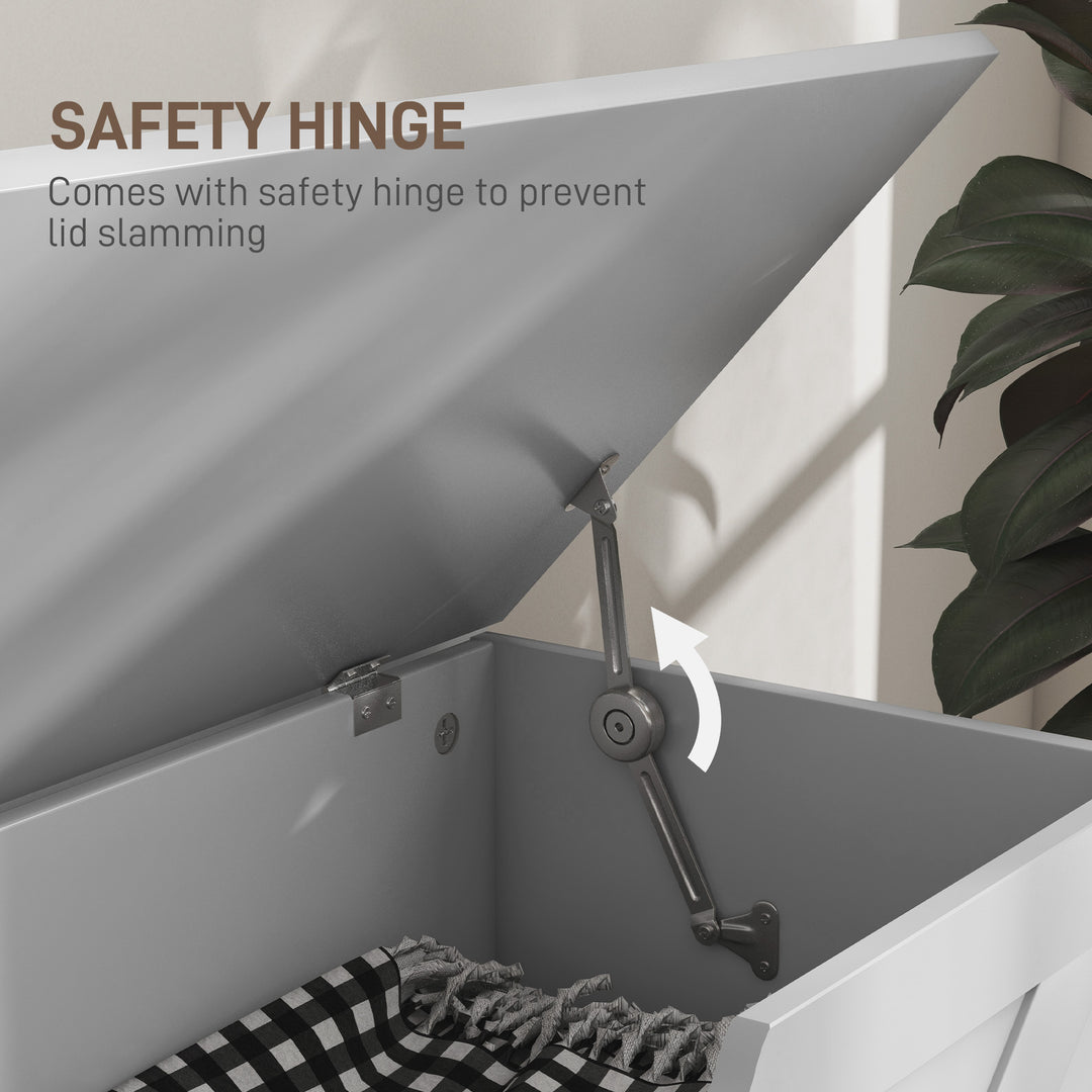 HOMCOM 39.4 Inches Storage Chest, Storage Trunk with 2 Safety Hinges, Wooden Box for Living Room, Black Wood Grain