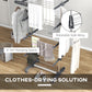 HOMCOM Garment Drying Rack Stainless Steel Folding Clothes Hanging Rack with Side Wings Castors for Indoor Outdoor Grey