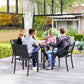 Outsunny Square Outdoor Dining Table for 4 with Aluminum Steel Frame, Black