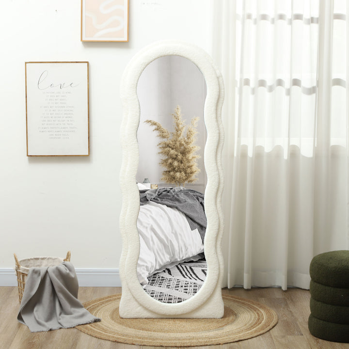 HOMCOM Floor Standing Mirror, Full Length Mirror, Free Standing, Leaning or Wall Mirror with Frame and Arched Top, White