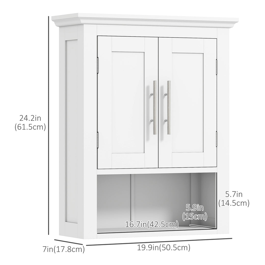 kleankin Bathroom Wall Cabinet, Medicine Cabinet, Toilet Storage Cabinet with Shelf for Living Room and Entryway, White