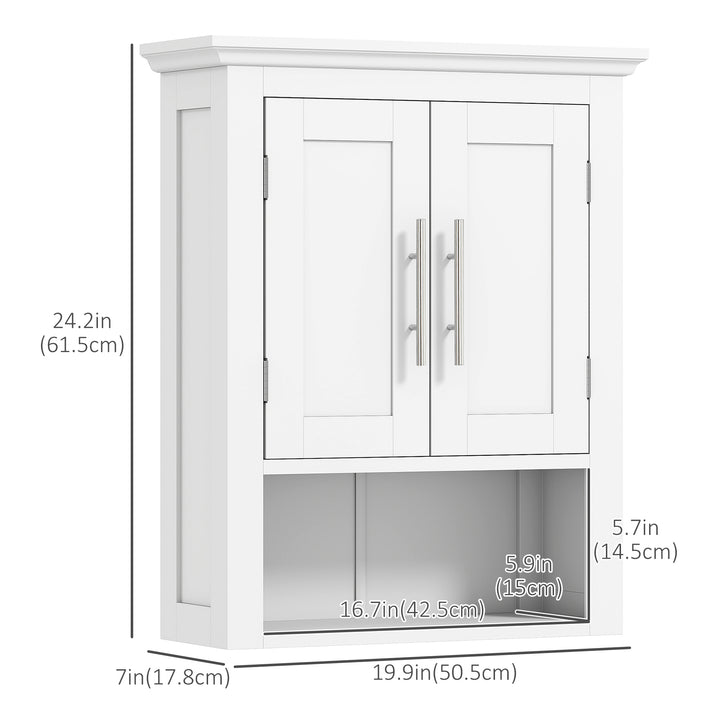 kleankin Bathroom Wall Cabinet, Medicine Cabinet, Toilet Storage Cabinet with Shelf for Living Room and Entryway, White