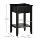 HOMCOM Side Table Set of 2, End Tables with Drawer and Bottom Shelf, 2-tier Nightstand for Bedroom, Living Room, White
