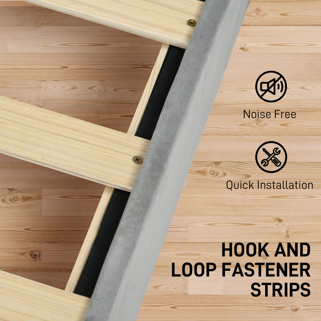 HOMCOM Full Bed Frame with Headboard, Double Bed Frame with 2 Drawers, No Box Spring Needed, Easy Assembly, Light Grey