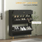 HOMCOM Narrow Shoe Storage Cabinet with Wave-like Panels and Adjustable Shelves for 12 Pairs of Shoes, Black