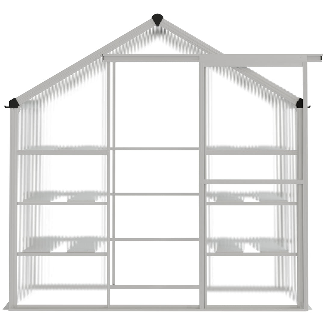 Outsunny 6.3' x 2.3' x 6.1' Outdoor Polycarbonate Greenhouse with 3-Tier Shelves, Cold Frame Greenhouse with Sliding Door and Aluminum Frame