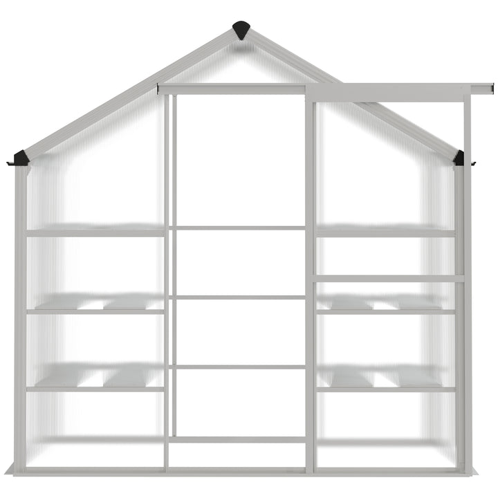 Outsunny 6.3' x 2.3' x 6.1' Outdoor Polycarbonate Greenhouse with 3-Tier Shelves, Cold Frame Greenhouse with Sliding Door and Aluminum Frame