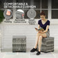 Outsunny Set of 2 Wicker Ottoman, Outdoor Footstool with Storage & Removable Cushions for Poolside, Patio, Deck, Grey