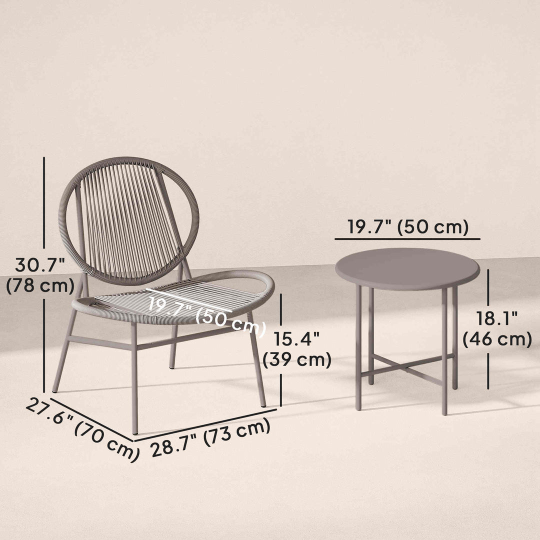Outsunny Rattan Bistro Set, 3 Pieces Wicker Patio Furniture Set, Acapulco Chairs and Steel Table for Porch, Balcony, Black