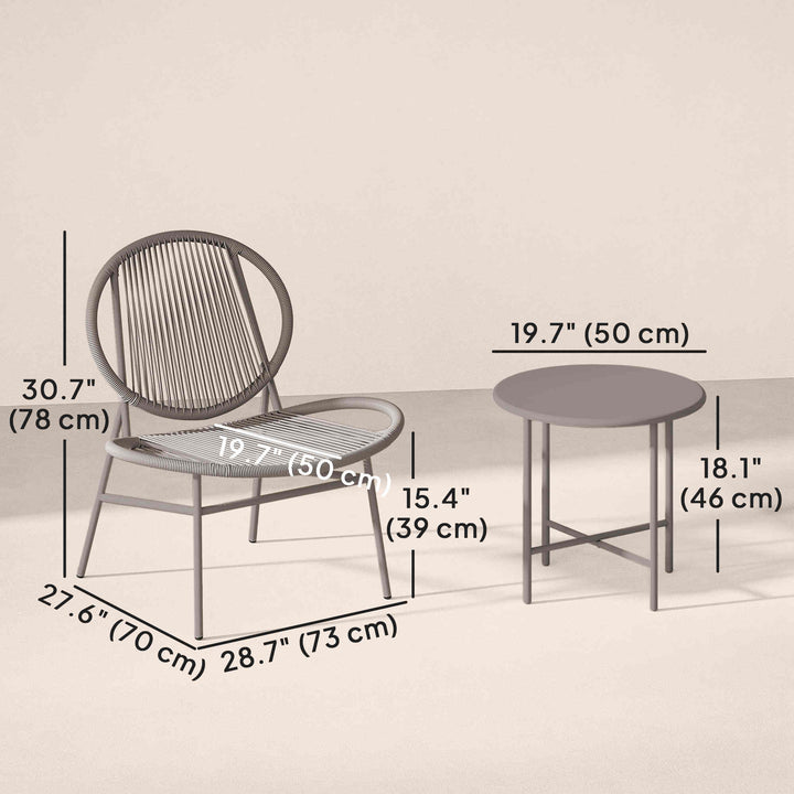 Outsunny Rattan Bistro Set, 3 Pieces Wicker Patio Furniture Set, Acapulco Chairs and Steel Table for Porch, Balcony, Black