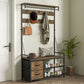 HOMCOM 6-In-1 Hall Tree with Bench and Shoe Storage, Coat Rack Shoe Bench with 10 Hooks, 2 Fabric Drawers, Rustic Brown
