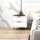 HOMCOM Bedside Table, Nightstand with 2 Drawers, Side End Table with Metal Legs for Bedroom, Black