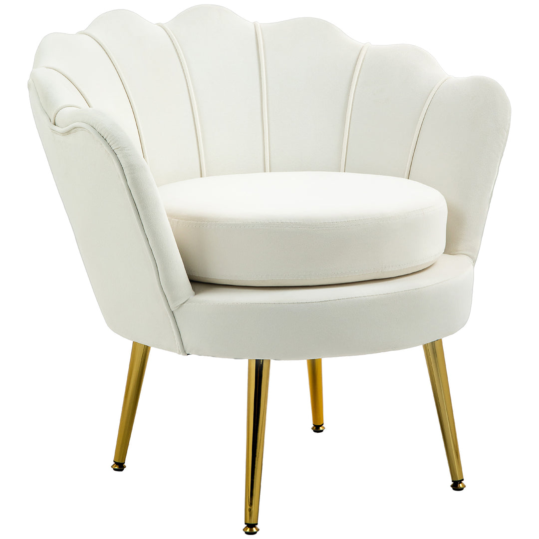 HOMCOM Modern Accent Chair, Velvet-Touch Fabric Leisure Club Chair with Gold Metal Legs for Bedroom, Yellow
