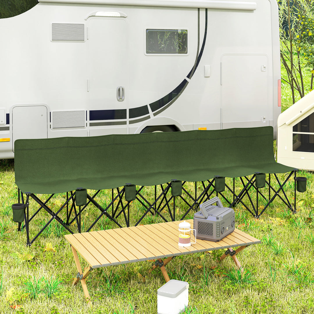 Outsunny 6 Seat Folding Camping Chair with Cup Holder and Carrying Case for Camping, Picnic, Sports Events, Blue