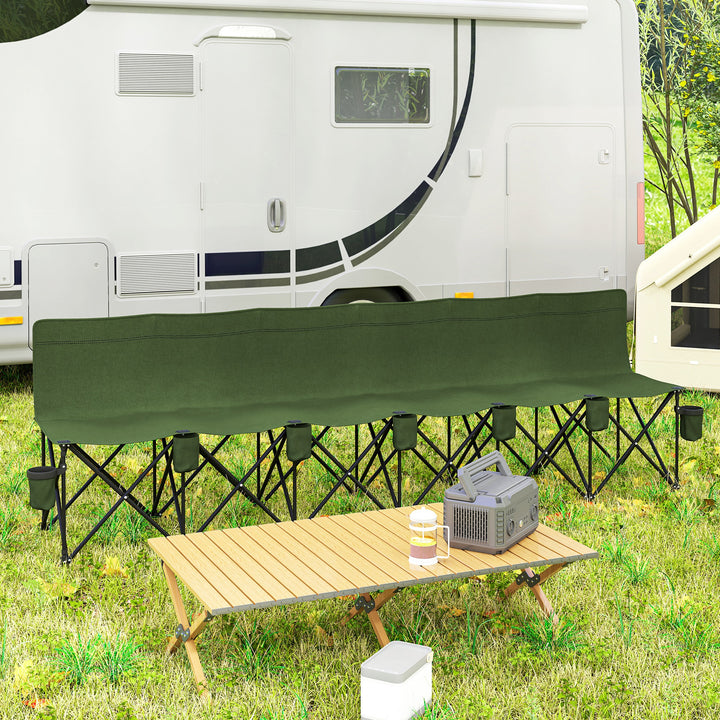 Outsunny 6 Seat Folding Camping Chair with Cup Holder and Carrying Case for Camping, Picnic, Sports Events, Blue