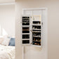 HOMCOM LED Lighted Jewelry Armoire with Mirror Jewelry Cabinet with Storage Lockable Door/Wall Mounted Jewelry Organizer, White