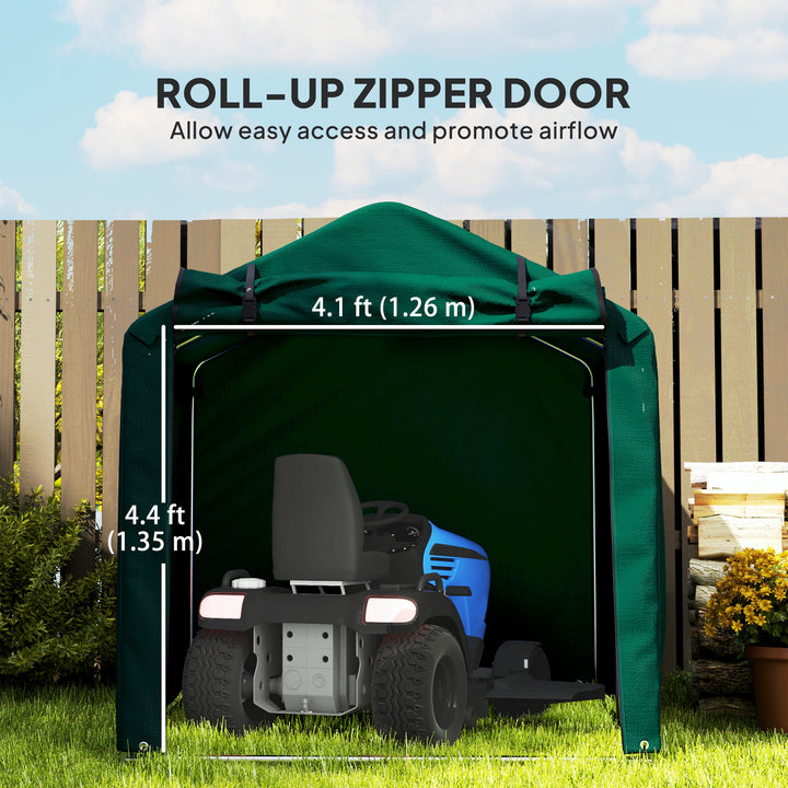 Outsunny Outdoor Storage Shed, UV Resistant Bike Tent with Roll-up Zipper Door, Portable Shed for Bike, Motorcycle, Dark Green