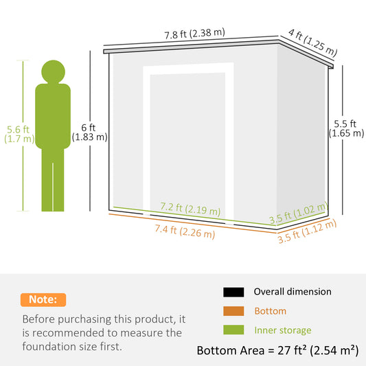 Outsunny 8' x 4' Resin Outdoor Storage Shed with Floor, Window, Lockable Doors and Vents for Backyard Patio Lawn, Light Grey