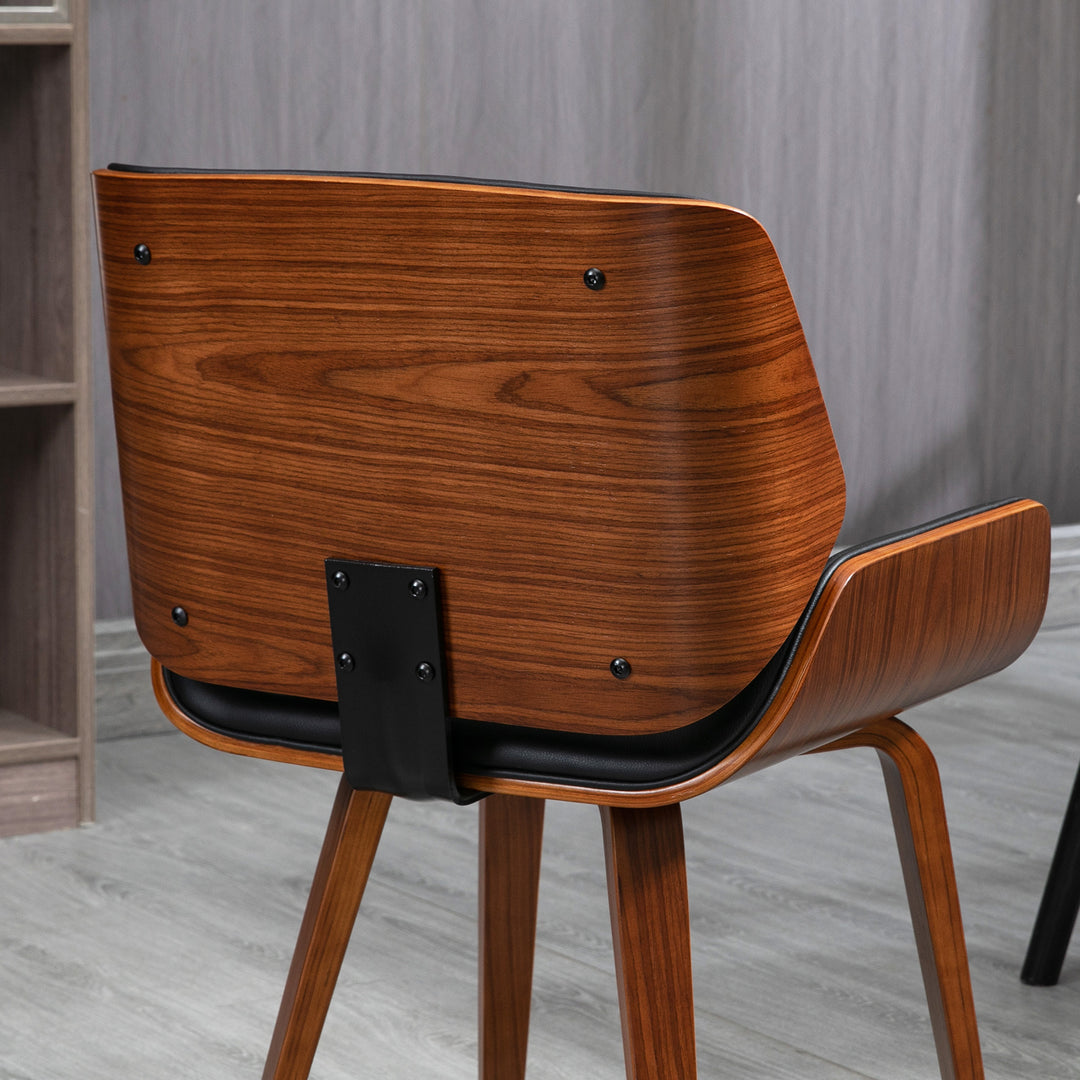 HOMCOM Dining Chairs Set of 2, PU Leather Kitchen Chairs with Upholstered Seats and Solid Wood Legs for Dining Room, Black