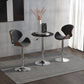 HOMCOM Modern Round Bar Table Adjustment Height Home Pub Bistro Desk Faux Leather Covered Wooden Top Chrome Base Black