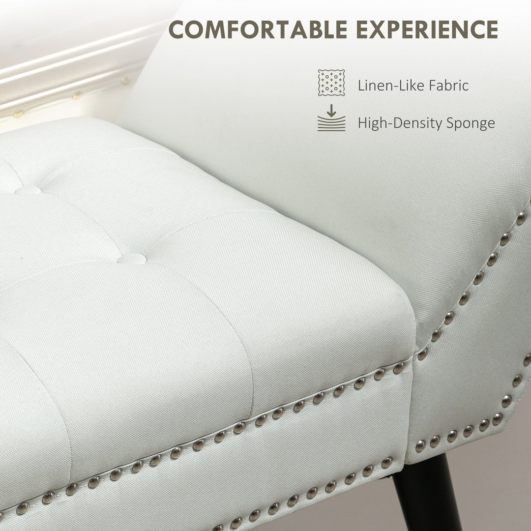 HOMCOM Modern Upholstered Bench, End of Bed Bench for Bedroom, Hallway Bench with Arms and Nailhead Trim
